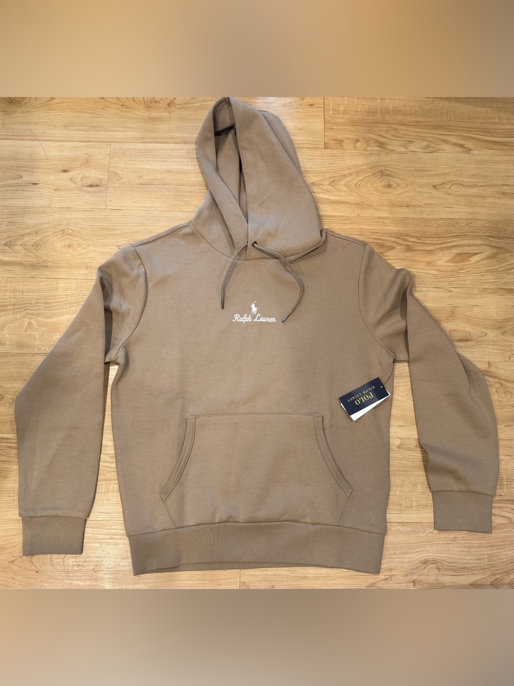 Polo Ralph Lauren Men’s Double Knit Tech Fleece Stitched Pony Hoodie Tan M - XL